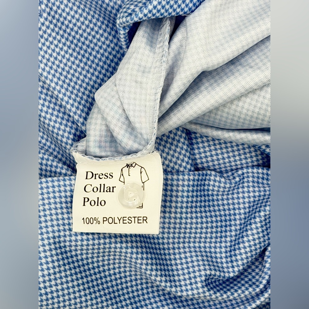 Collars & Co NWT Semi-Spread Collar Polo In Blue Houndstooth Print. Size XL Tall - Picture 5 of 14